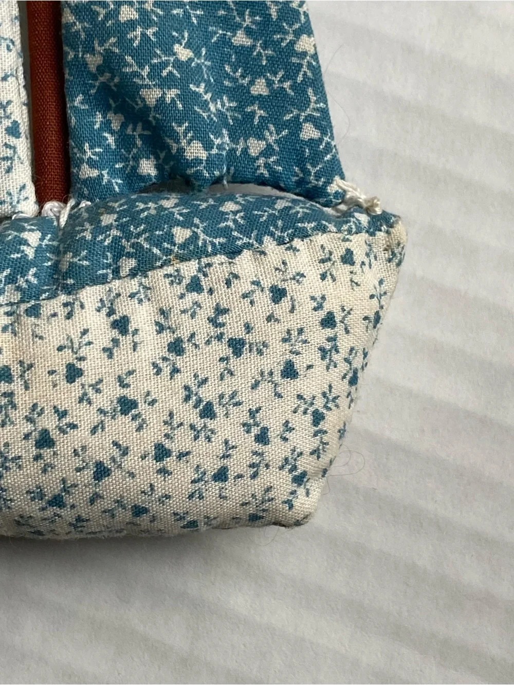 Vintage Sailboat Xmas Ornament Handmade Chintz Fabric Blue Sail Boat Beach Ocean